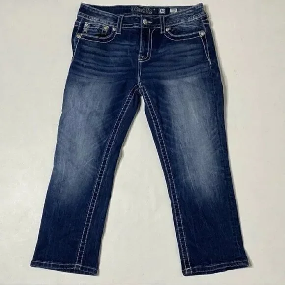 Miss Me Standard Crop Stretch Bling Wings Jeans Size 26 - Picture 4 of 7